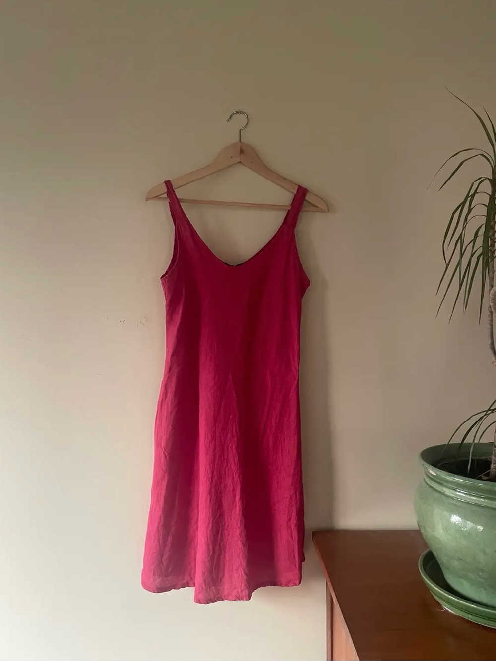 Coral / red Slip 100% linen Dress - Women's small medium mini dress fall